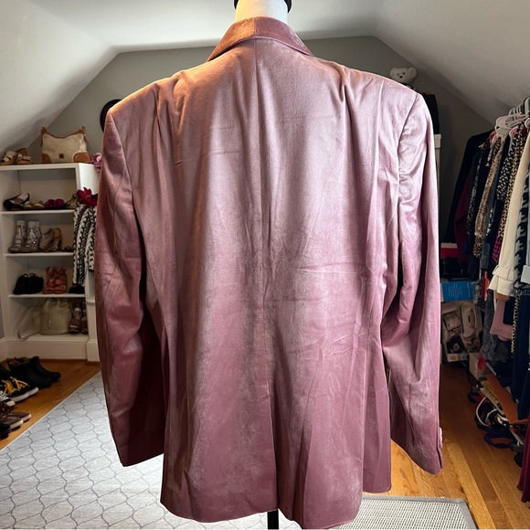 AZARMAN Slim Fit 1 Button Pink Pastel Velvet Shawl Dinner Jacket Sz 48 S - Picture 8 of 9